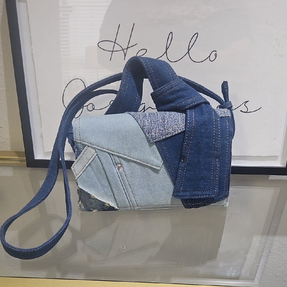 Denim Patchwork Shoulder Bag